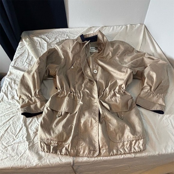 Women's‎ Beige Cinch Waist Utility Jacket Coat Size M Casual Long Sleeve - Picture 1 of 11